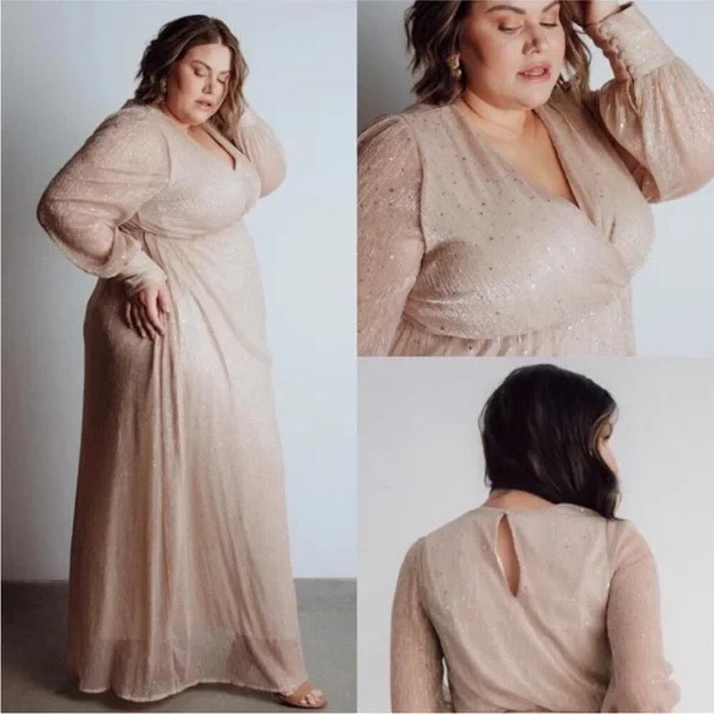 Baltic Born Womens Sequin‎ Maxi Dress Size XXXL Abigail Champagne Gown Holidays